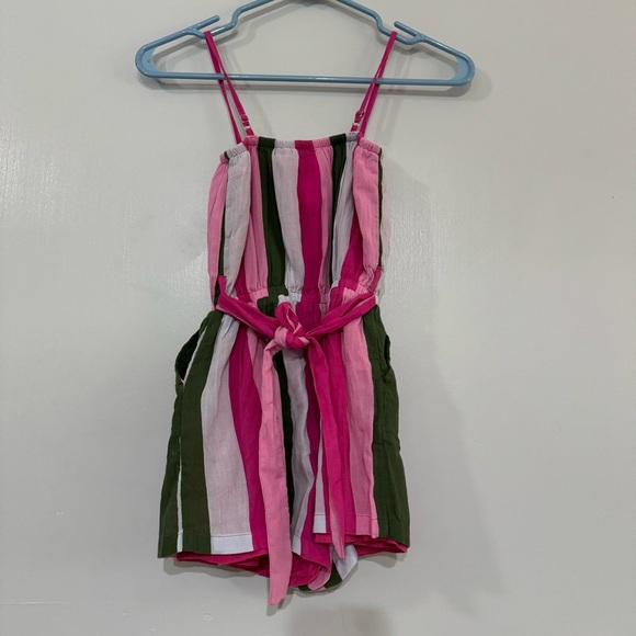 Janie and Jack Pink Striped Romper for Girls Size 12 - Picture 2 of 7